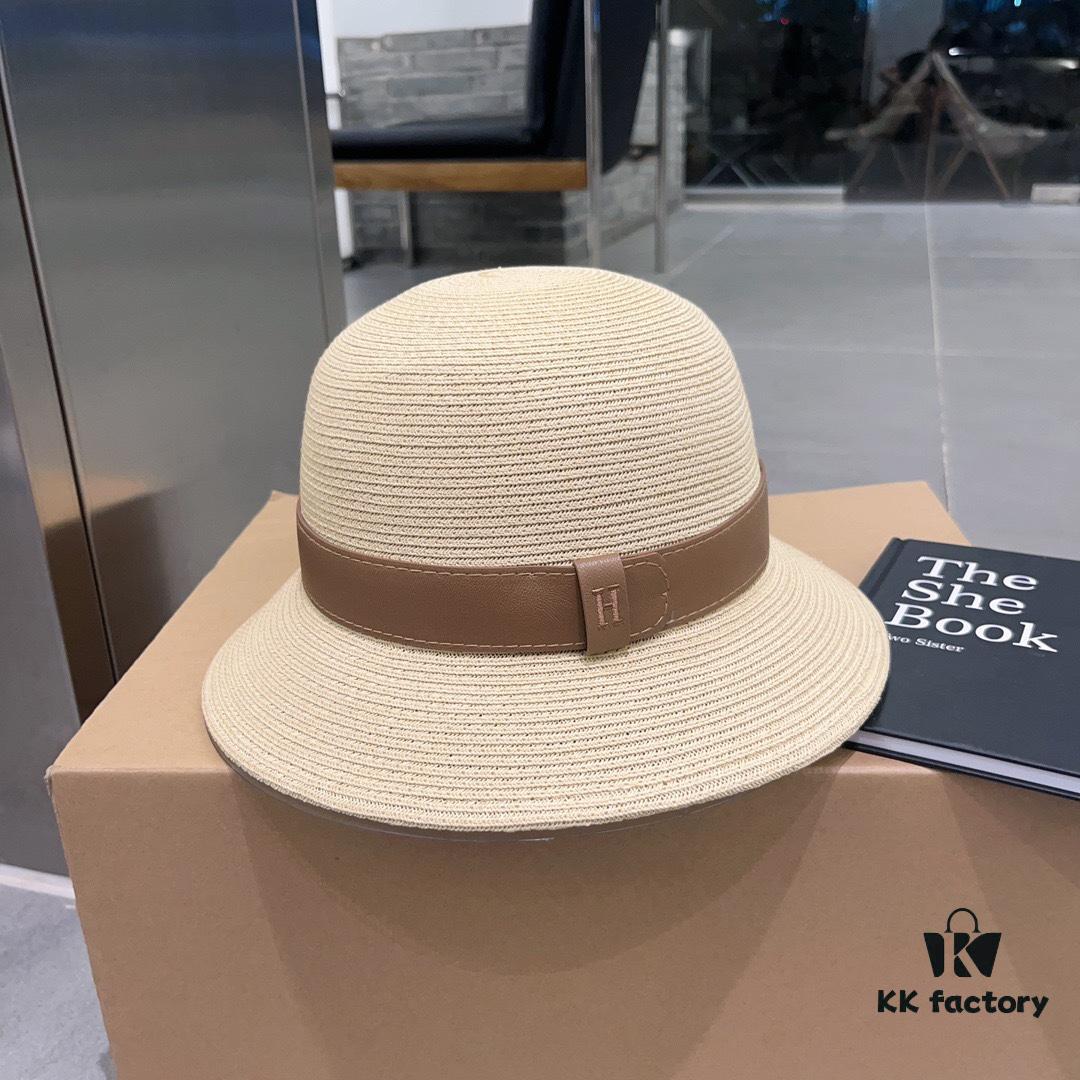 Hermes New Arrival Panama Hat, Fine Straw Fedora, Essential for Elegant Ladies, Head Circumference 57cm