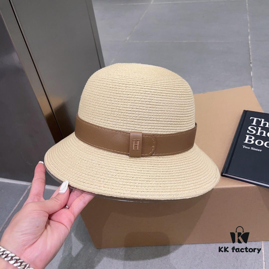 Hermes New Arrival Panama Hat, Fine Straw Fedora, Essential for Elegant Ladies, Head Circumference 57cm