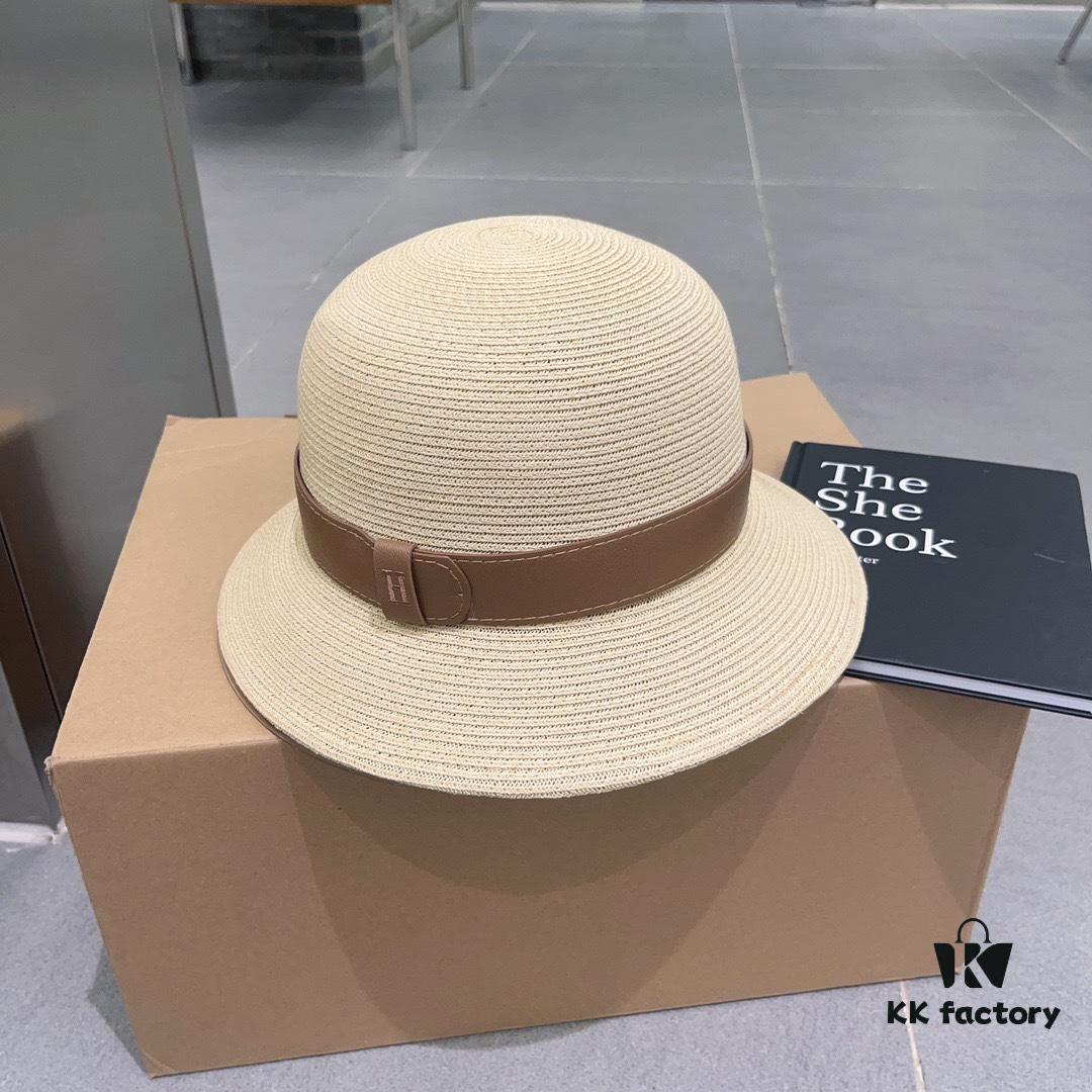 Hermes New Arrival Panama Hat, Fine Straw Fedora, Essential for Elegant Ladies, Head Circumference 57cm