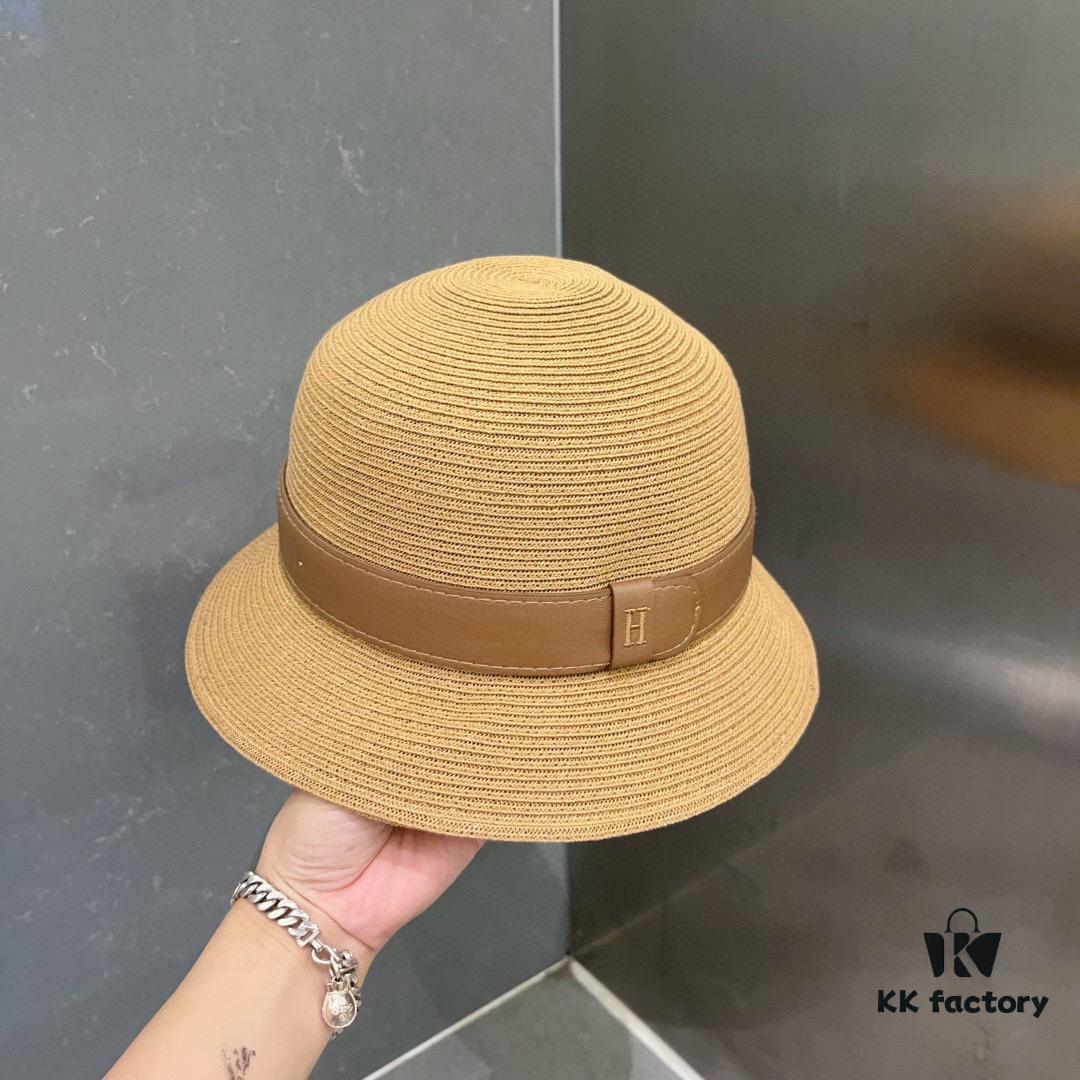 Hermes New Arrival Panama Hat, Fine Straw Fedora, Essential for Elegant Ladies, Head Circumference 57cm
