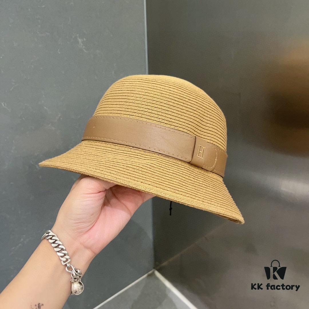 Hermes New Arrival Panama Hat, Fine Straw Fedora, Essential for Elegant Ladies, Head Circumference 57cm