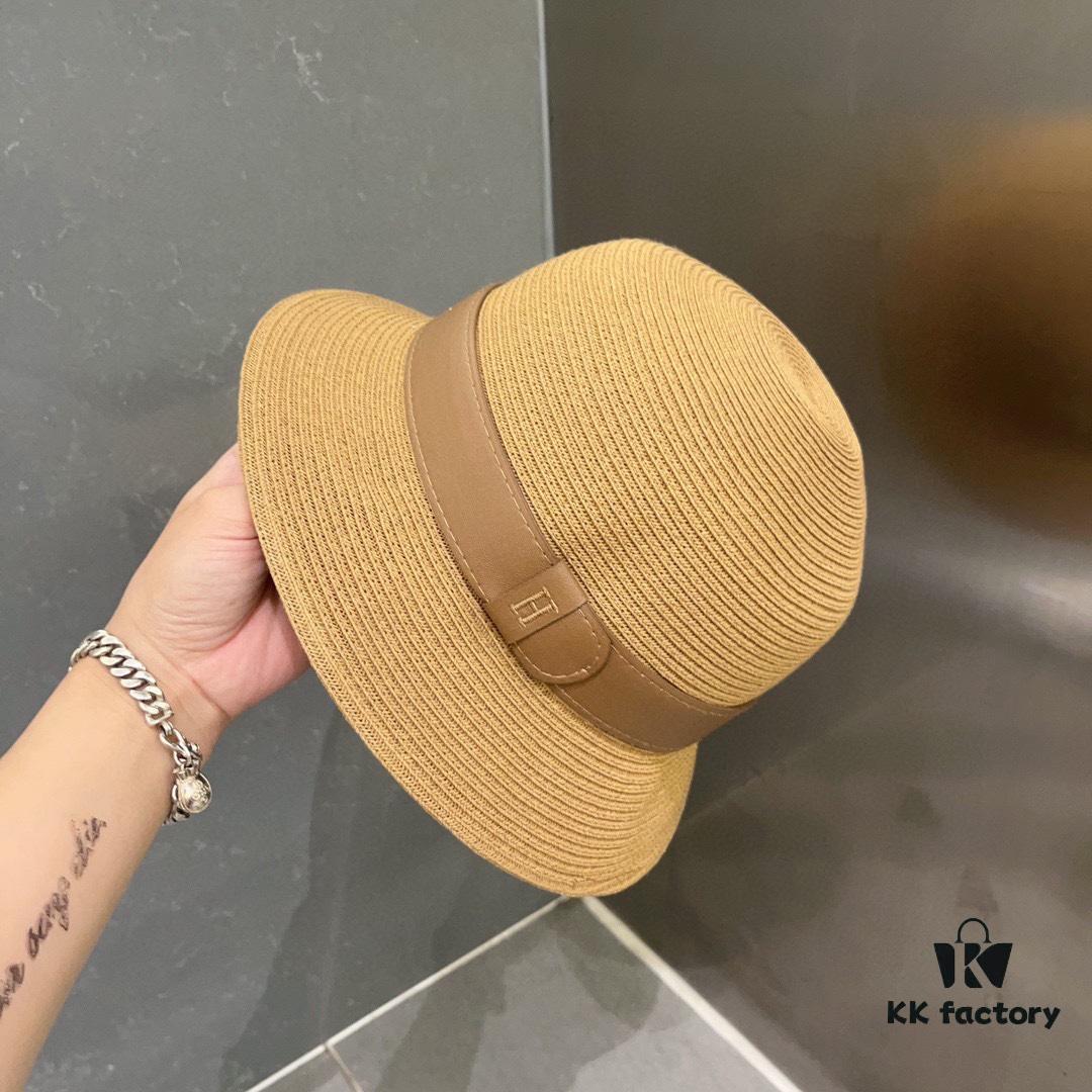 Hermes New Arrival Panama Hat, Fine Straw Fedora, Essential for Elegant Ladies, Head Circumference 57cm