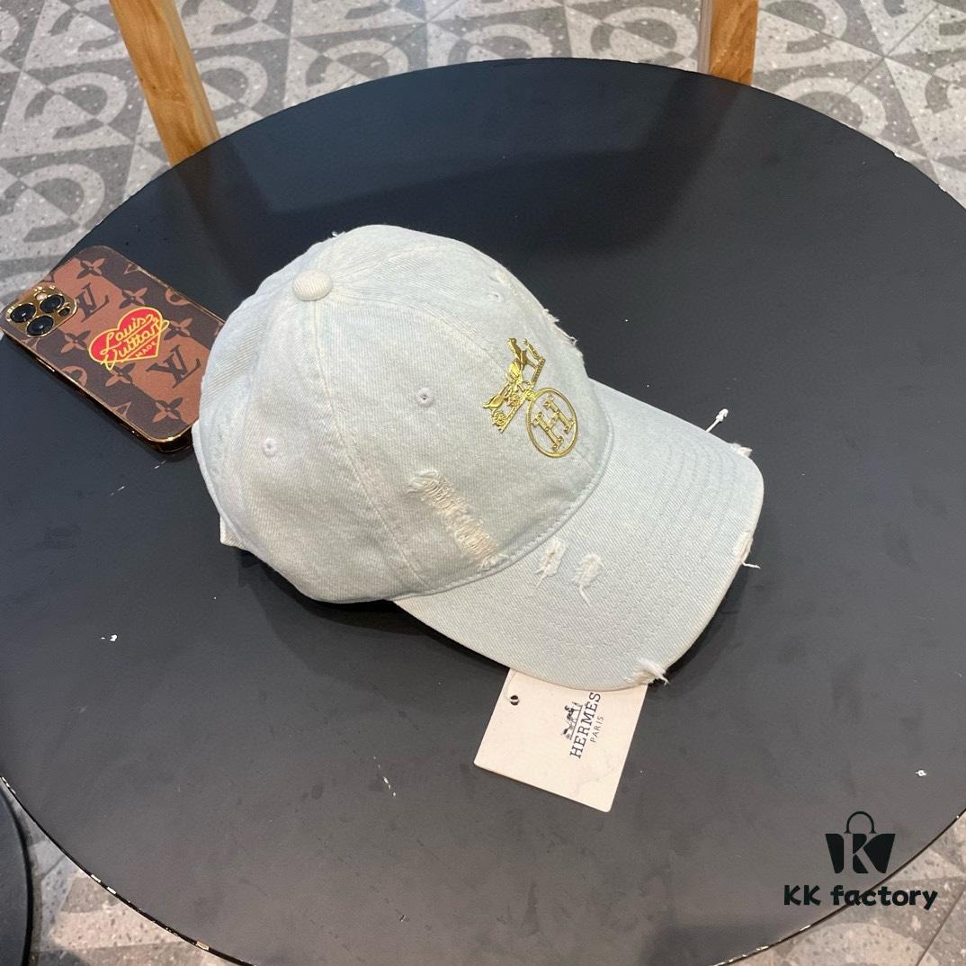 HERMÈS Denim Baseball Cap, Classic H, Authentic Custom Molded Design, Premium Quality
