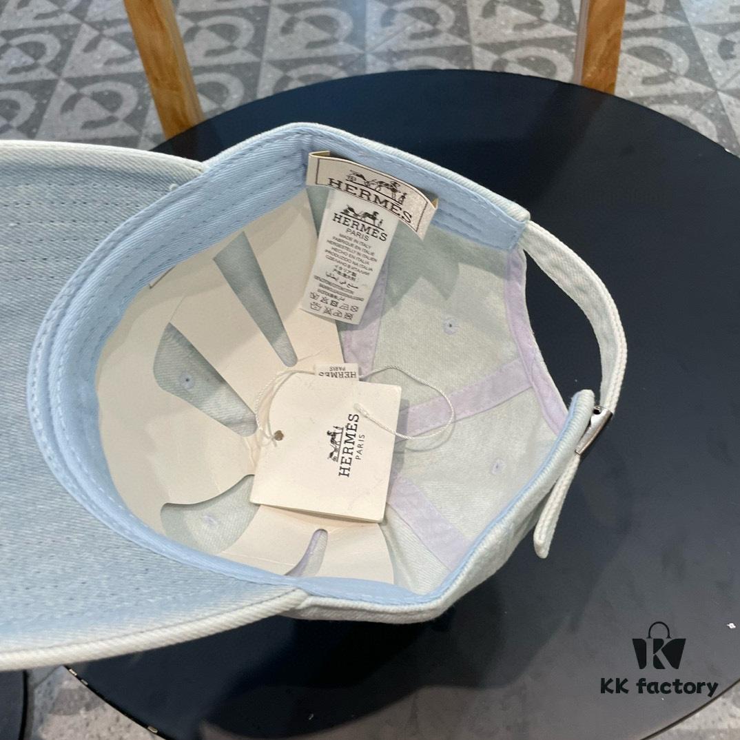 HERMÈS Denim Baseball Cap, Classic H, Authentic Custom Molded Design, Premium Quality