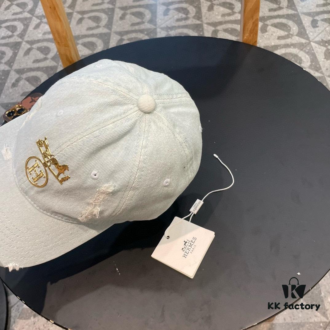 HERMÈS Denim Baseball Cap, Classic H, Authentic Custom Molded Design, Premium Quality