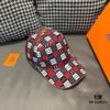 Box and Cloth Bag Included, HERMÈS New Original Single Baseball Cap with H Embroidered Checkered Design, Authentic Mold Customized, Premium Breathable Canvas Fabric with Top-Grain Leather, Original Factory Stainless Steel Adjustable Buckle, Exquisite Craftsmanship, Stylish and High Quality