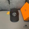 Box and Cloth Bag Included, HERMÈS Original Design Baseball Cap, Classic H, Authentic Mold Custom Made, Premium Canvas Fabric with Top Layer Leather, Original Factory Stainless Steel Adjustable Buckle, Exquisite Craftsmanship, Stylish and High Quality