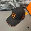 Box and Cloth Bag Included, HERMÈS Original Order Baseball Cap, Classic H Design, Genuine Leather and Breathable Canvas, Premium Steel Buckle