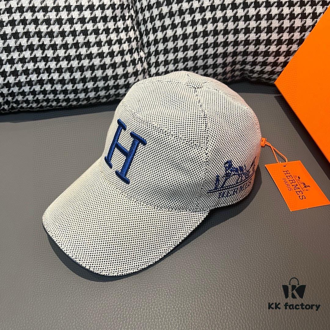 Box and Cloth Bag Included, HERMÈS Original Quality Baseball Cap, Classic H Design, Authentic Mold Custom Made, Premium Canvas Fabric with Genuine Top-Layer Leather, Original Factory Stainless Steel Adjustable Buckle, Exquisite Craftsmanship, Stylish and High-Quality