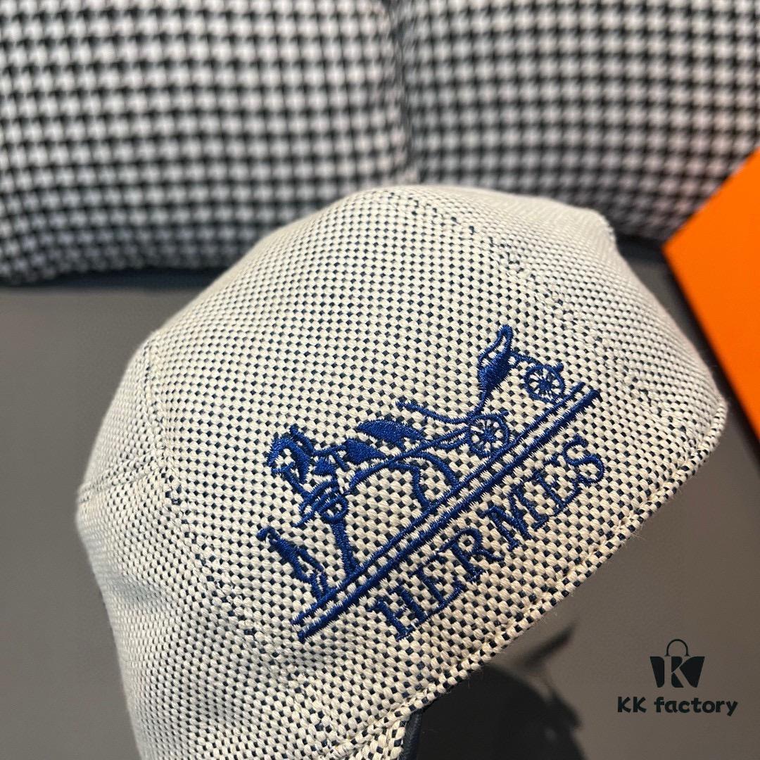 Box and Cloth Bag Included, HERMÈS Original Quality Baseball Cap, Classic H Design, Authentic Mold Custom Made, Premium Canvas Fabric with Genuine Top-Layer Leather, Original Factory Stainless Steel Adjustable Buckle, Exquisite Craftsmanship, Stylish and High-Quality