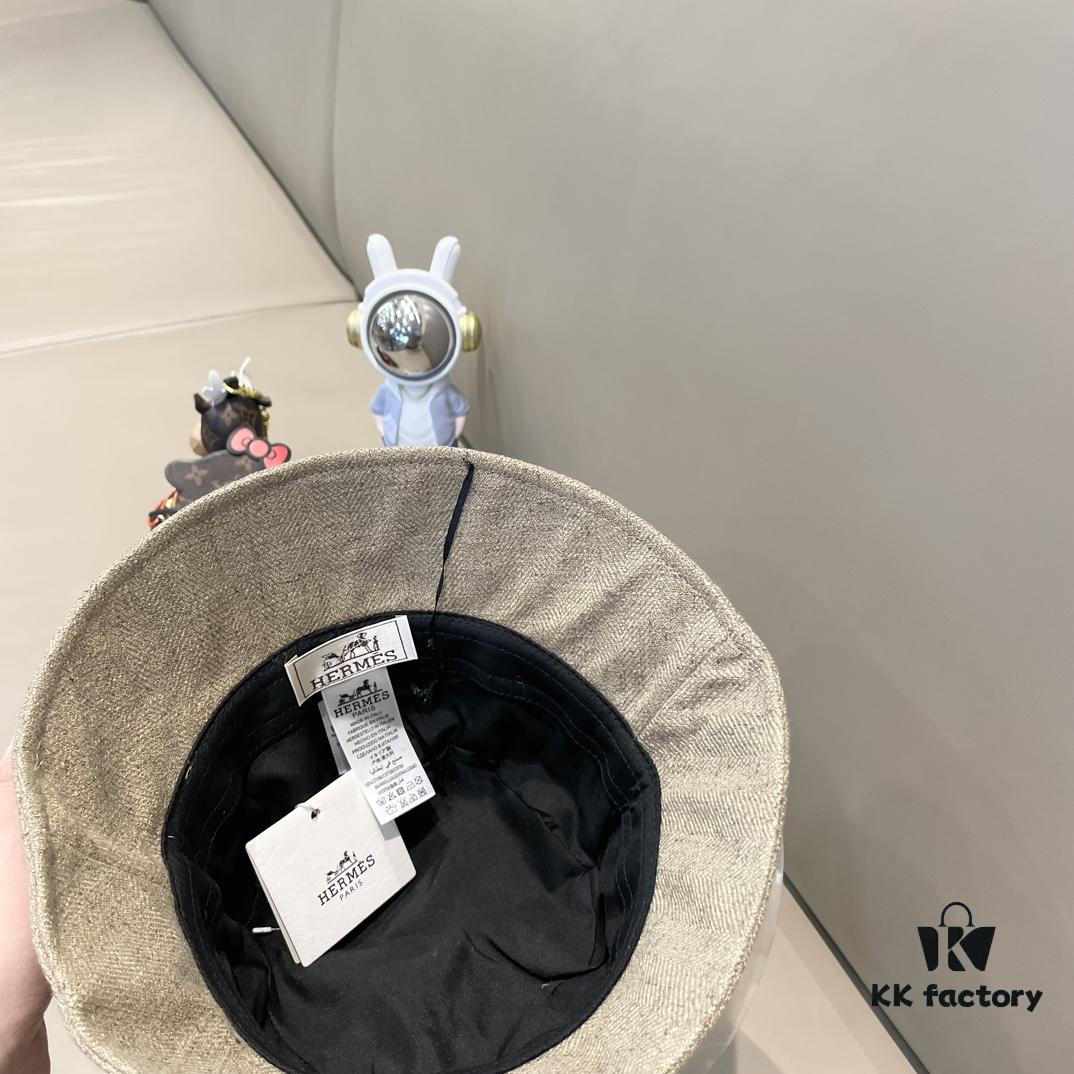 New Arrival HERMÈS (Hermes) 2024 Autumn Fisherman Hat for Men, Stylish and Versatile Everyday Streetwear Accessory