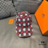 Hermès New Original Order Baseball Cap, H Embroidered Plaid Design, Premium Canvas Fabric with Genuine Top Layer Leather, Original Factory Steel Adjuster, Comes with Box and Cloth Bag