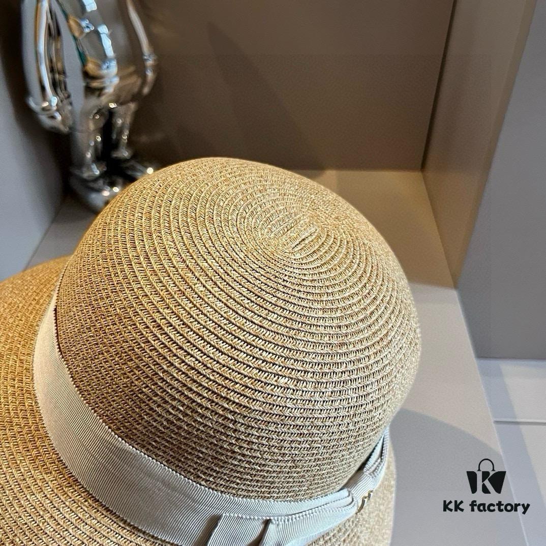 Hermes New Arrival Straw Hat, Made from Taiwanese Fine Straw, Simple and Elegant Aristocratic Style, Head Circumference 57cm
