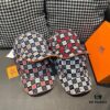 Hermès New Original Order Baseball Cap, H Embroidered Plaid Design, Premium Canvas Fabric with Genuine Top Layer Leather, Original Factory Steel Adjuster, Comes with Box and Cloth Bag