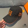 Box with Cloth Bag, HERMÈS Original Design Baseball Cap, Classic H, Authentic Mold Custom Made, Premium Canvas Fabric with Genuine Top Layer Leather, Original Factory Stainless Steel Adjustable Buckle, Exquisite Craftsmanship, Stylish and High Quality