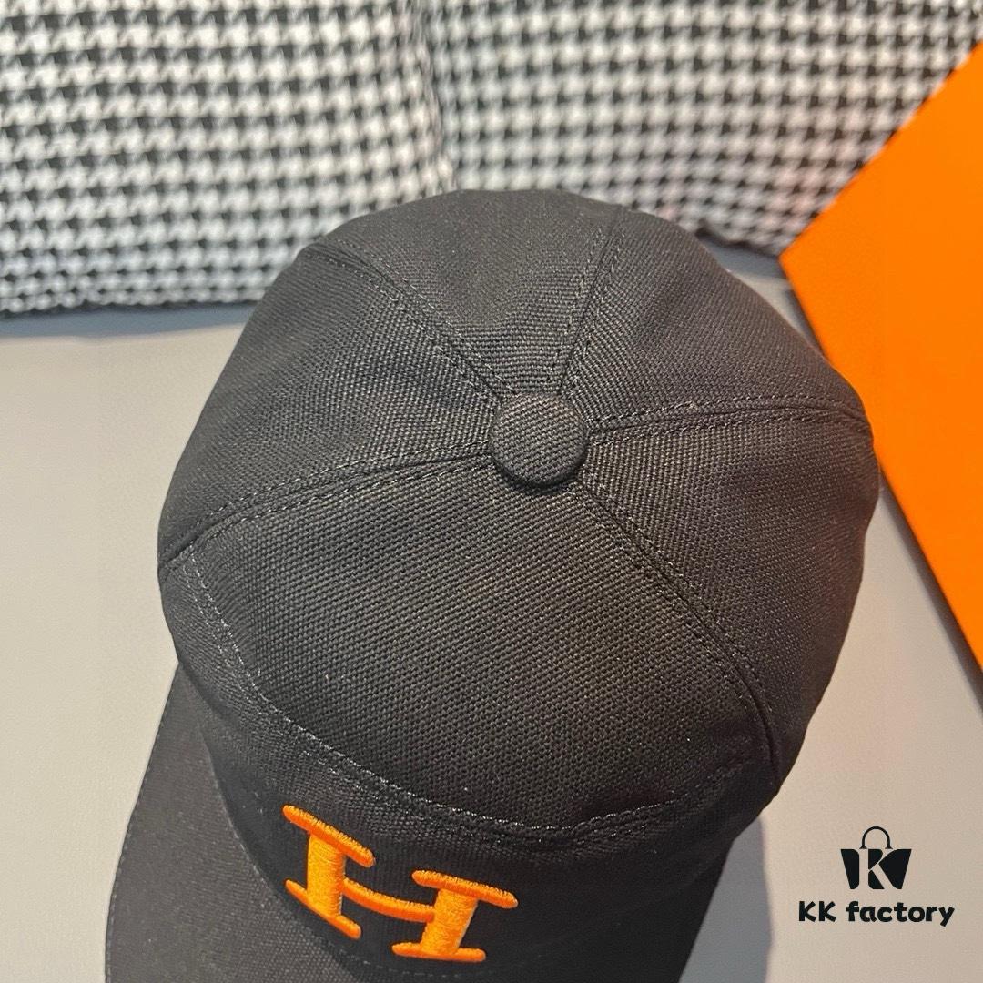 Box with Cloth Bag, HERMÈS Original Design Baseball Cap, Classic H, Authentic Mold Custom Made, Premium Canvas Fabric with Genuine Top Layer Leather, Original Factory Stainless Steel Adjustable Buckle, Exquisite Craftsmanship, Stylish and High Quality