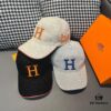 Box with Cloth Bag, HERMÈS Original Design Baseball Cap, Classic H, Authentic Mold Custom Made, Premium Canvas Fabric with Genuine Top Layer Leather, Original Factory Stainless Steel Adjustable Buckle, Exquisite Craftsmanship, Stylish and High Quality