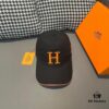 Box with Cloth Bag, HERMÈS Original Design Baseball Cap, Classic H, Authentic Mold Custom Made, Premium Canvas Fabric with Genuine Top Layer Leather, Original Factory Stainless Steel Adjustable Buckle, Exquisite Craftsmanship, Stylish and High Quality