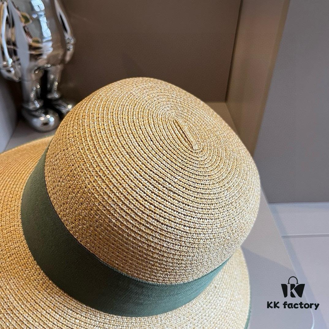 Hermes New Arrival Straw Hat, Made from Taiwanese Fine Straw, Simple and Elegantly Stylish, Head Circumference 57cm