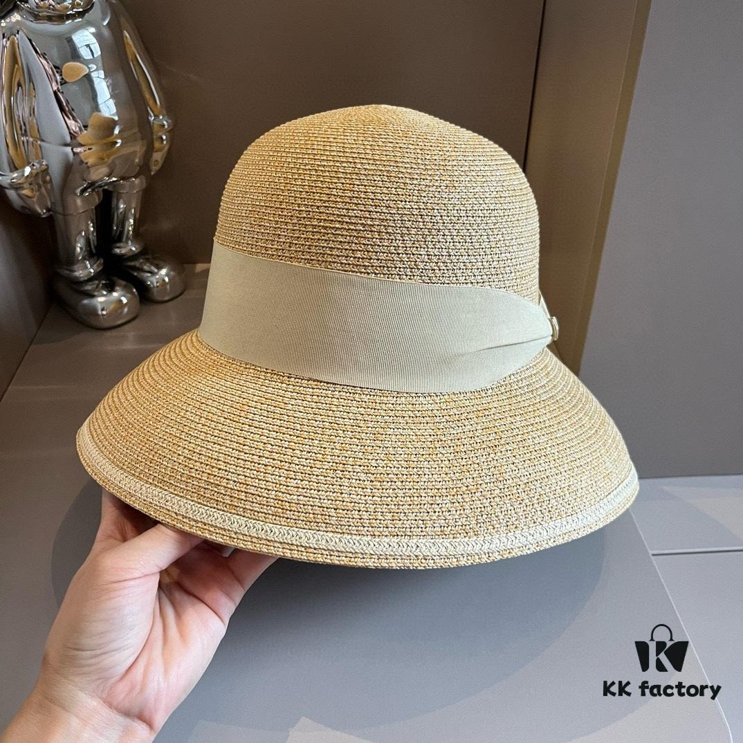 Hermes New Arrival Straw Hat, Made with Taiwanese Fine Straw, Simple and Elegant Aristocratic Style, Head Circumference 57cm