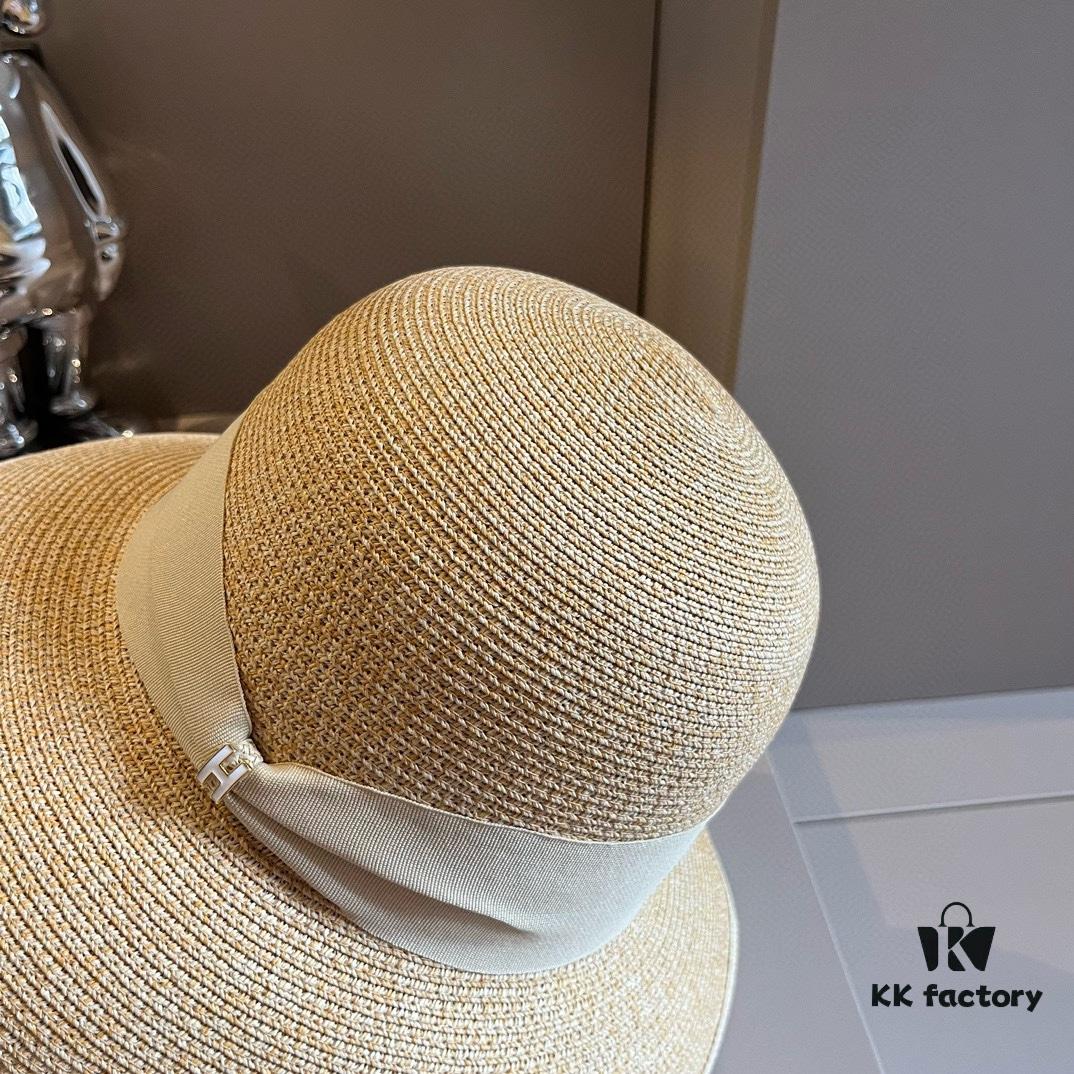 Hermes New Arrival Straw Hat, Made with Taiwanese Fine Straw, Simple and Elegant Aristocratic Style, Head Circumference 57cm
