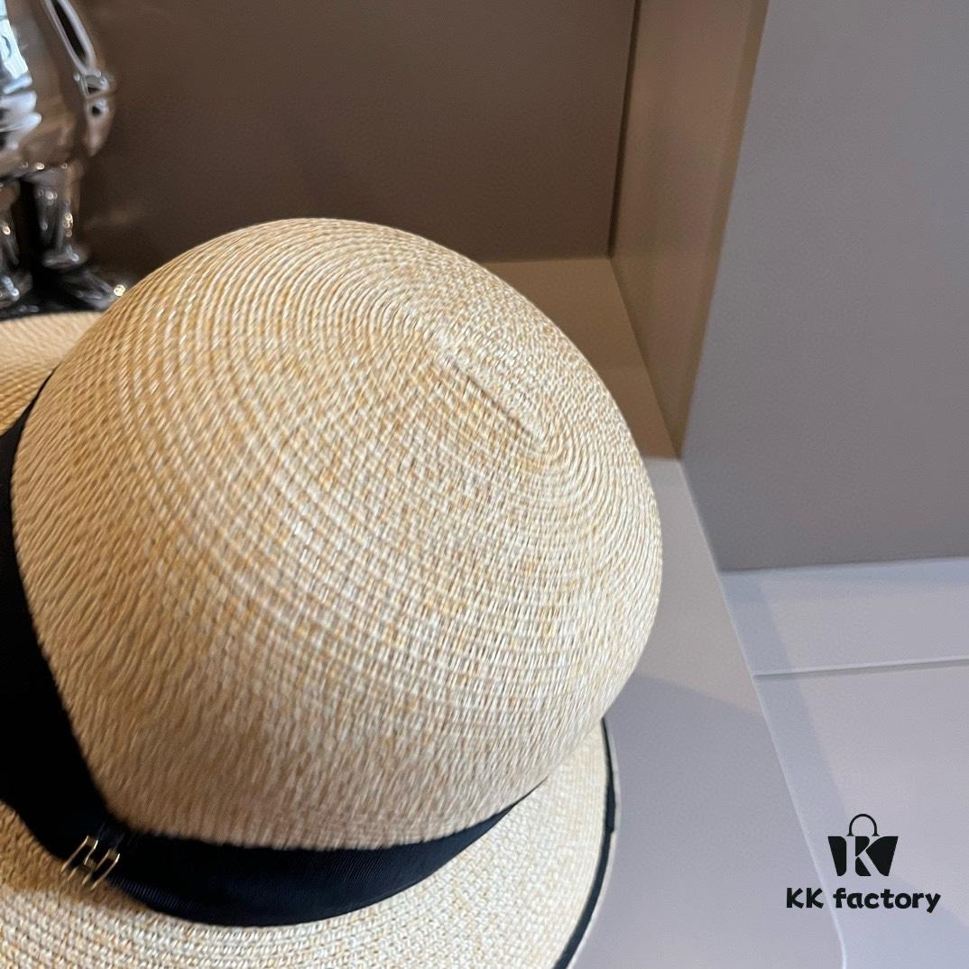 Hermes New Arrival Straw Hat, Made from Taiwanese Fine Straw, Simple and Elegant Aristocratic Style, Head Circumference 57cm