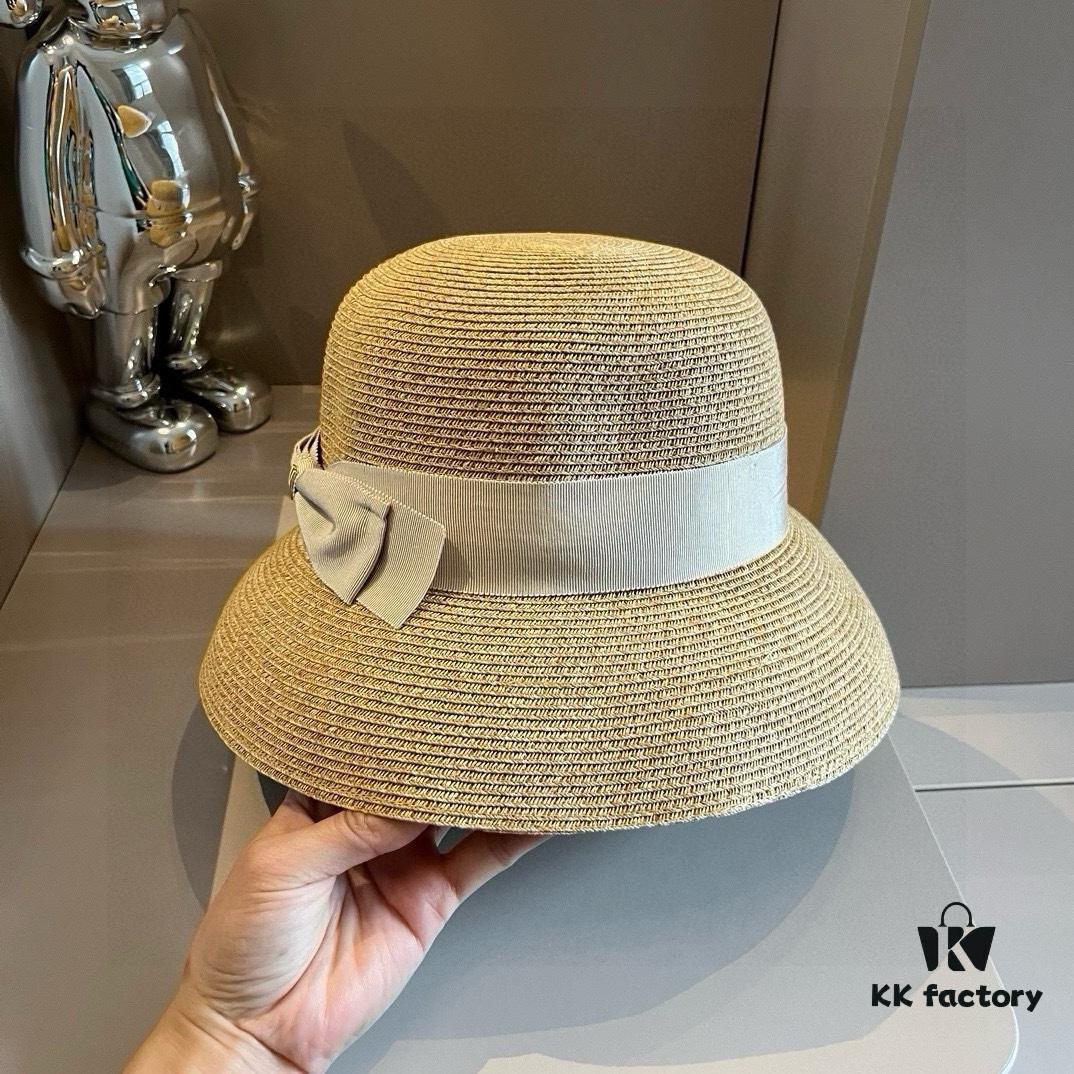 Hermes New Arrival Straw Hat, Made from Taiwanese Fine Straw, Simple and Elegant Aristocratic Style, Head Circumference 57cm