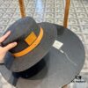 Hermès New Belt Style Straw Hat, Flat Top Fedora, Head Circumference 57cm