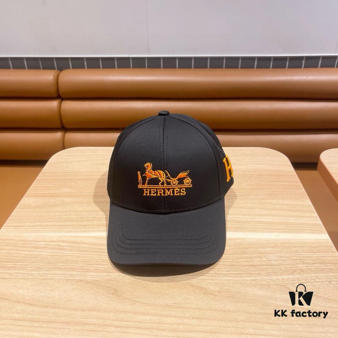 New Arrival HERMÈS (Hermes) Latest Original Order Baseball Cap, Color-Blocked H, Authentic Mold Customized, Original Breathable Canvas Fabric with Factory Stainless Steel Adjustable Buckle, Exquisite Craftsmanship, Stylish and Handsome, Premium Quality