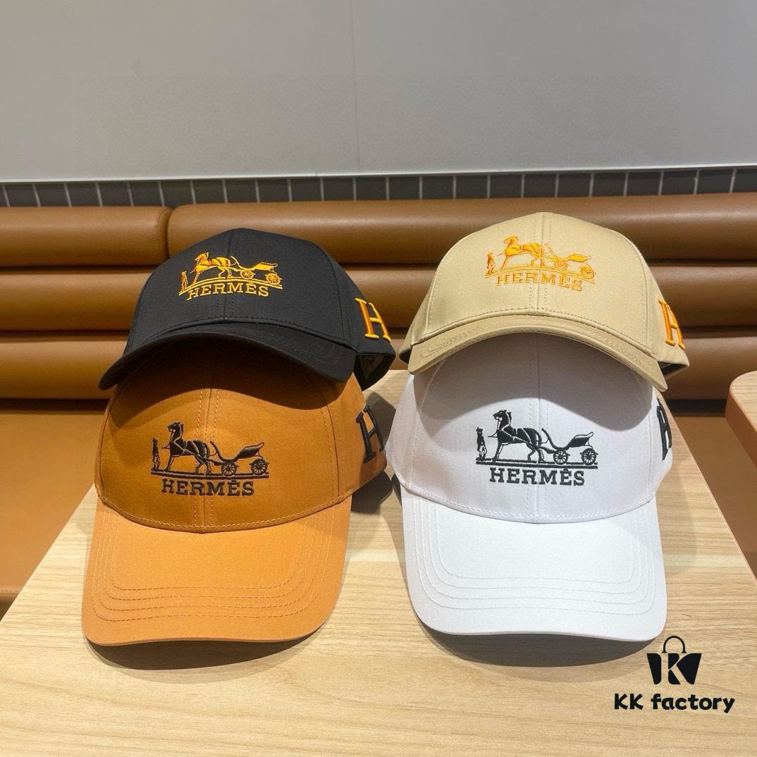 New Arrival HERMÈS (Hermes) Latest Original Quality Baseball Cap, Color-Blocked H Design, Authentic Mold Customized, Premium Breathable Canvas Fabric with Original Steel Adjustable Buckle, Exquisite Craftsmanship, Stylish and High-Quality