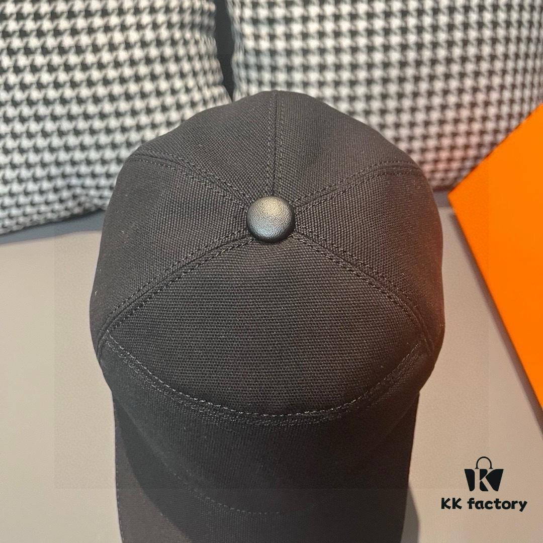 Box with Cloth Bag, HERMÈS Original Design Baseball Cap, Classic H, Authentic Mold Custom-Made, Premium Canvas Fabric with Genuine Top-Layer Leather, Original Factory Stainless Steel Adjustable Buckle, Exquisite Craftsmanship, Fashionable and Handsome, Superior Quality! Hat, Fisherman Cap, Baseball Cap, Knit Cap