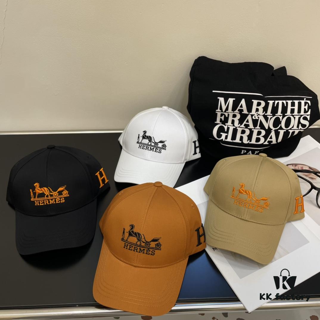 New Arrival HERMÈS (Hermes) Latest Style Original Single Baseball Cap, Color-Blocked H, Authentic Mold Custom-Made, Premium Breathable Canvas Fabric with Original Factory Stainless Steel Adjustable Buckle, Exquisite Craftsmanship, Stylish and Handsome, Outstanding Quality