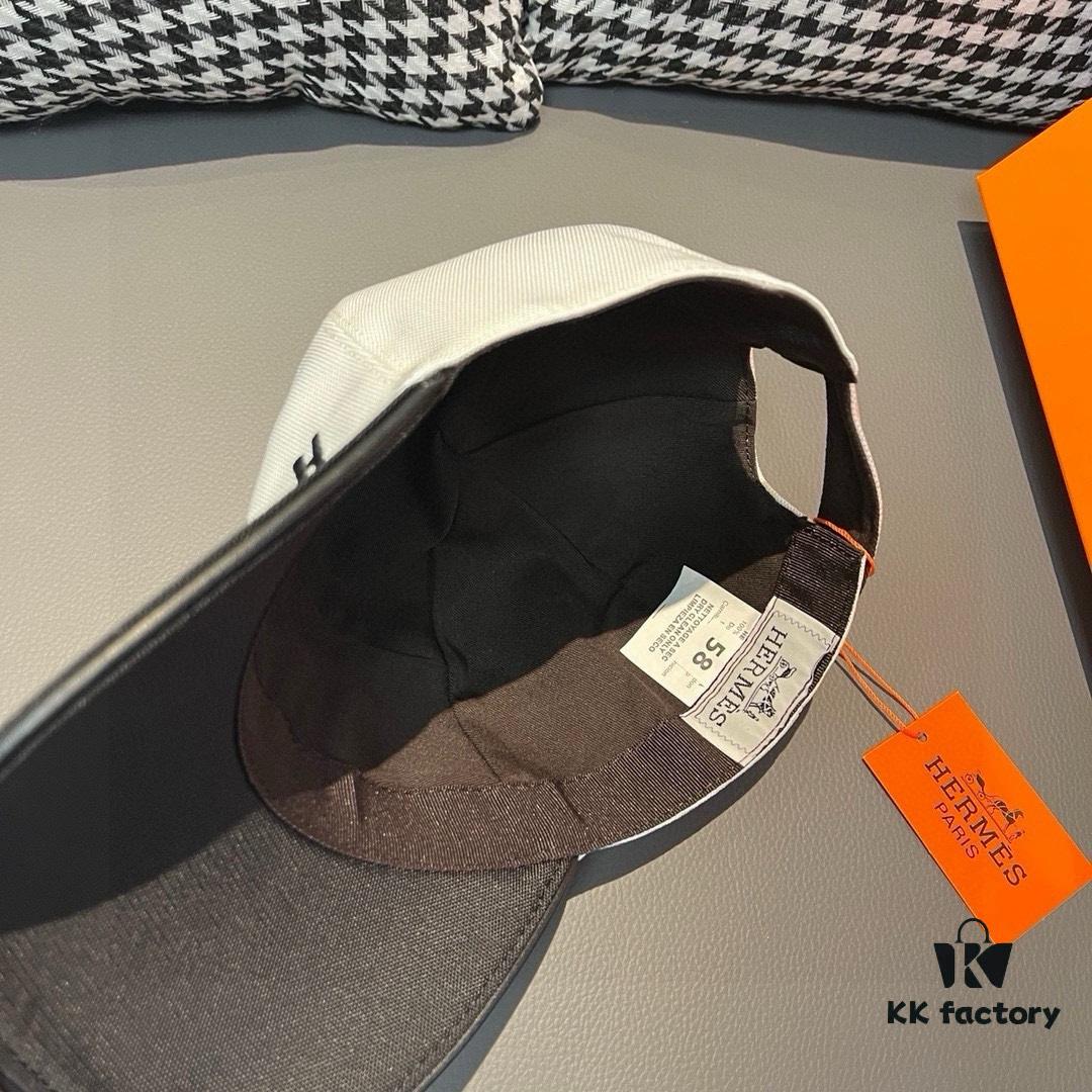 Hermès Latest Original Design Baseball Cap, Color-Blocked H, Premium Canvas and Top Grain Leather, Authentic Molded Craftsmanship