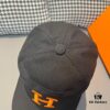 Box with Cloth Bag, HERMÈS Original Order Baseball Cap, Classic H Design, Authentic Mold Custom Made, Premium Canvas Fabric with Top Layer Leather, Original Factory Stainless Steel Adjustable Buckle, Exquisite Craftsmanship, Fashionable and High Quality