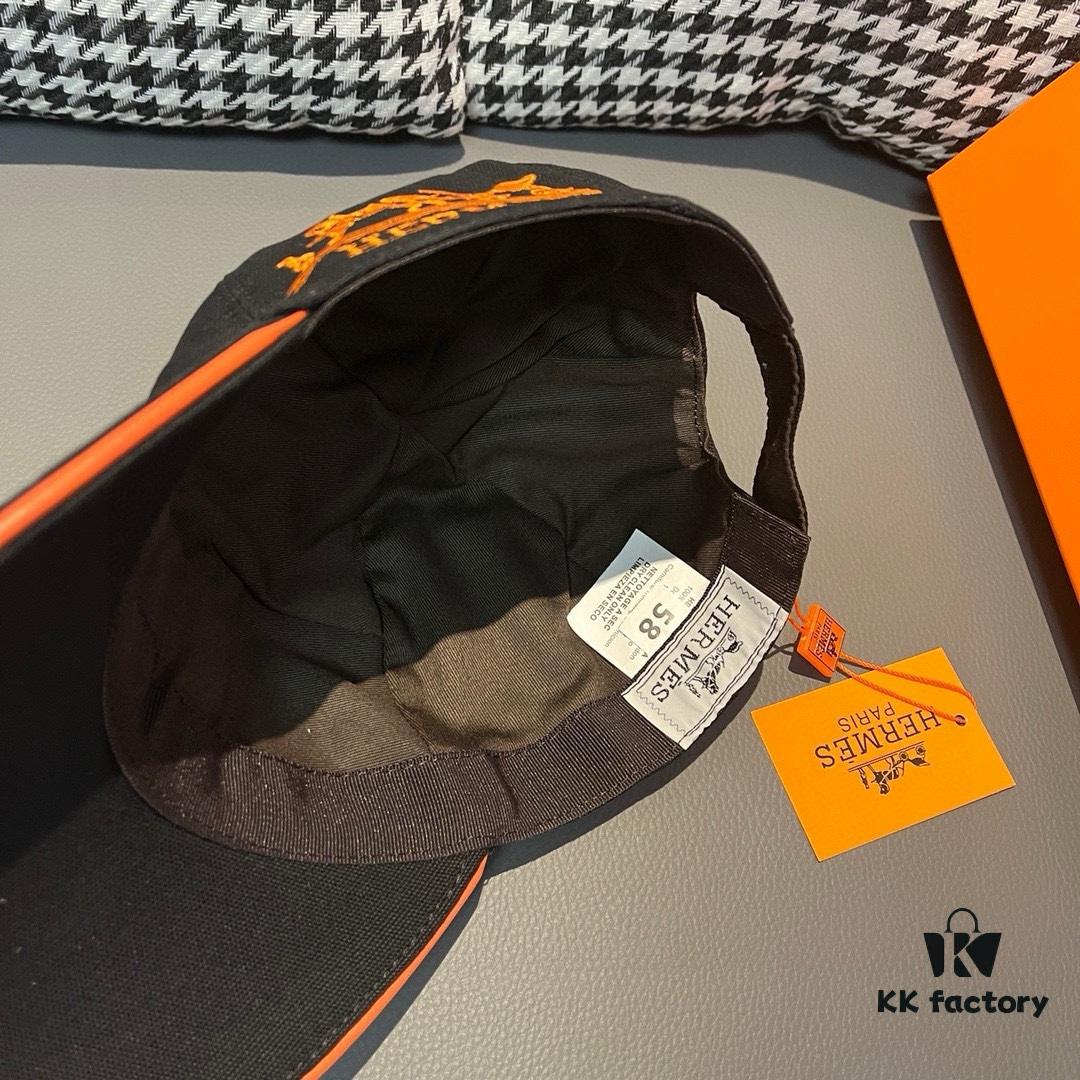 Box with Cloth Bag, HERMÈS Original Order Baseball Cap, Classic H Design, Authentic Mold Custom Made, Premium Canvas Fabric with Top Layer Leather, Original Factory Stainless Steel Adjustable Buckle, Exquisite Craftsmanship, Fashionable and High Quality