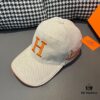 Box with Cloth Bag, HERMÈS Original Design Baseball Cap, Classic H Logo, Authentic Mold Custom Made, Premium Canvas Fabric with Top Layer Leather, Original Factory Stainless Steel Adjustable Buckle, Exquisite Craftsmanship, Stylish and High Quality