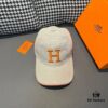 Box with Cloth Bag, HERMÈS Original Design Baseball Cap, Classic H Logo, Authentic Mold Custom Made, Premium Canvas Fabric with Top Layer Leather, Original Factory Stainless Steel Adjustable Buckle, Exquisite Craftsmanship, Stylish and High Quality