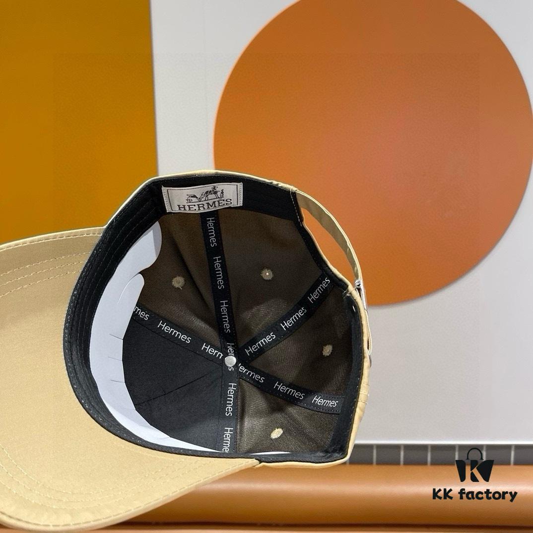New Arrival HERMÈS Latest Original Order Baseball Cap, Color-Blocked H, Authentic Mold Customized, Premium Breathable Canvas Fabric with Original Factory Stainless Steel Adjustable Buckle, Exquisite Craftsmanship, Stylish and Handsome, Exceptional Quality