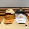 New Arrival HERMÈS Latest Original Quality Baseball Cap, Color-Blocked H Design, Authentic Mold Custom-Made, Premium Breathable Canvas Fabric with Original Steel Adjustable Buckle, Exquisite Craftsmanship, Stylish and Handsome, Outstanding Quality