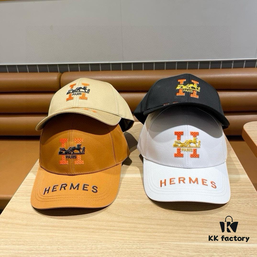 New Arrival HERMÈS Latest Original Quality Baseball Cap, Color-Block H Design, Premium Craftsmanship with Authentic Molded Customization, Original Breathable Canvas Fabric and Factory Stainless Steel Adjustable Buckle, Exquisitely Made, Stylish and High-Quality