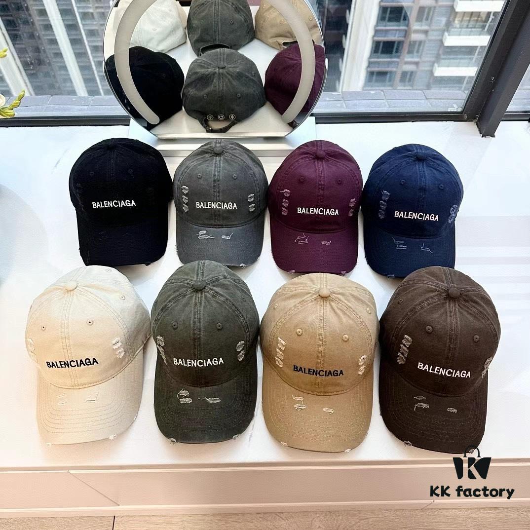 Balenciaga New Arrival Distressed Washed Cotton Baseball Cap, Stylish Unisex Design