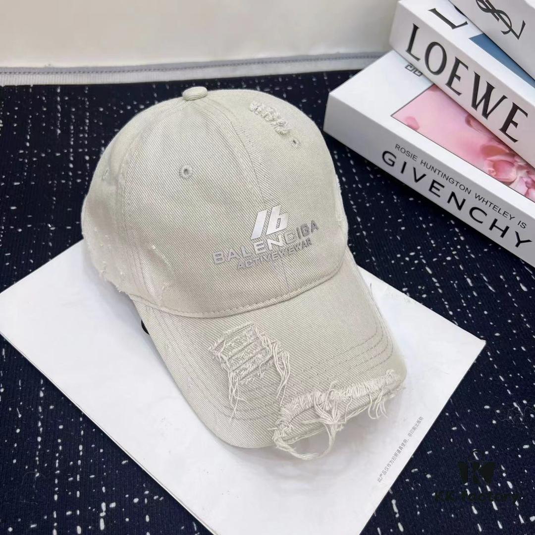 Balenciaga New Arrival Distressed Washed Cotton Baseball Cap, Stylish Unisex Design