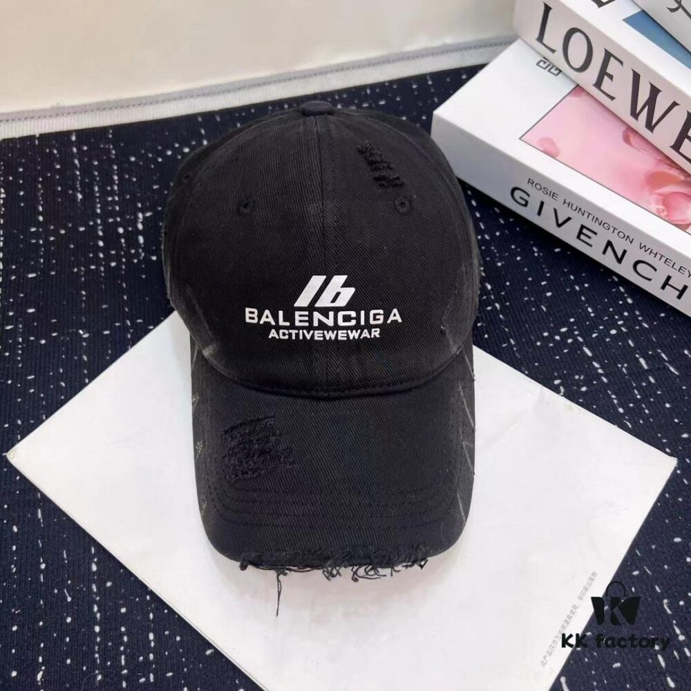 Balenciaga New Arrival Distressed Washed Cotton Baseball Cap, Stylish Unisex Design