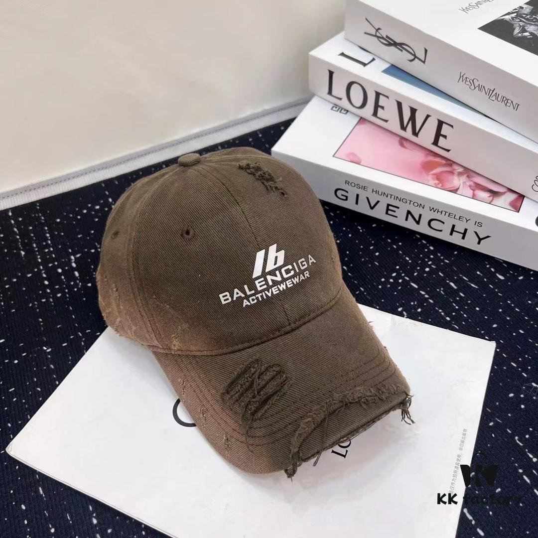 Balenciaga New Arrival Distressed Washed Cotton Baseball Cap, Stylish Unisex Design