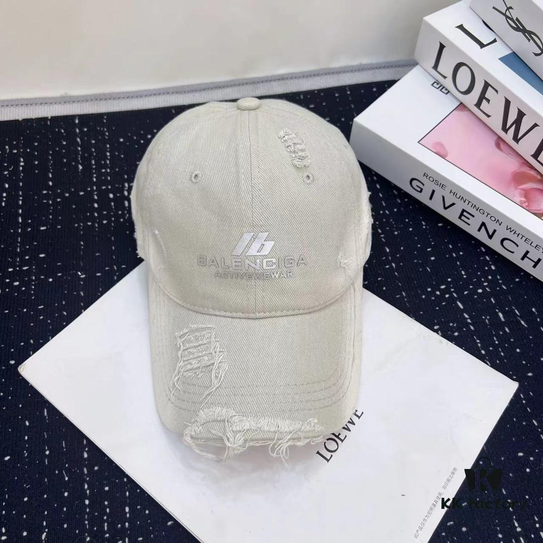 Balenciaga New Arrival Distressed Washed Cotton Baseball Cap, Stylish Unisex Design