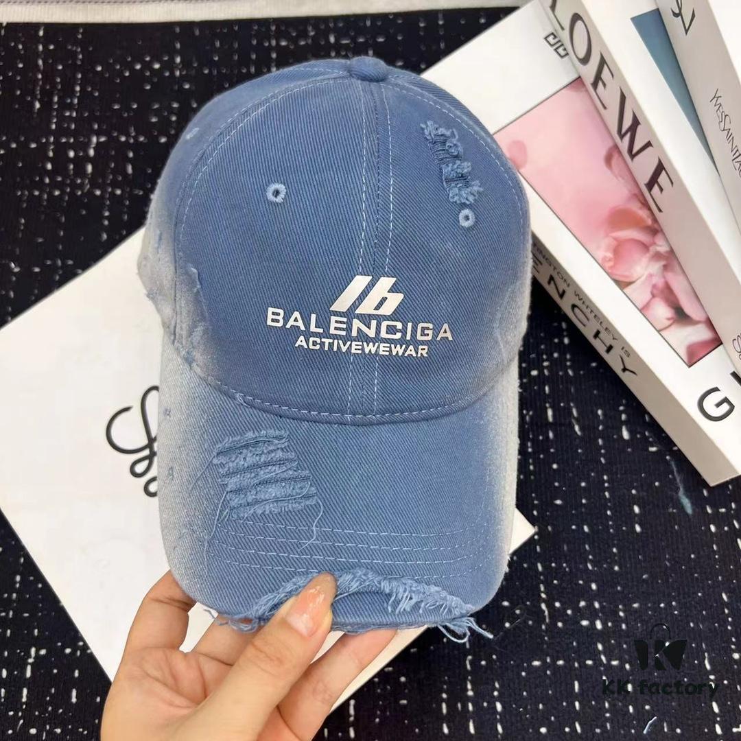 Balenciaga New Arrival Distressed Washed Cotton Baseball Cap, Stylish Unisex Design