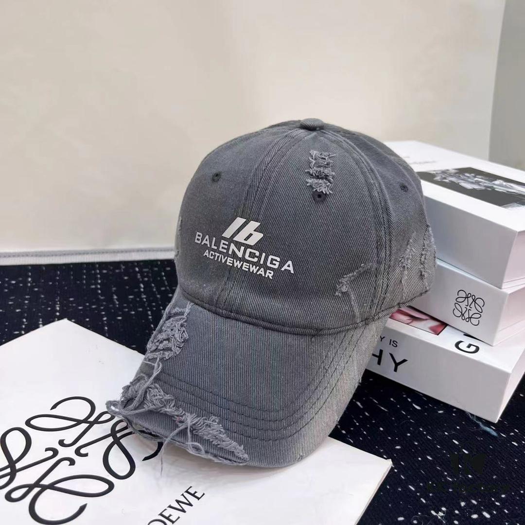 Balenciaga New Arrival Distressed Washed Cotton Baseball Cap, Stylish Unisex Design