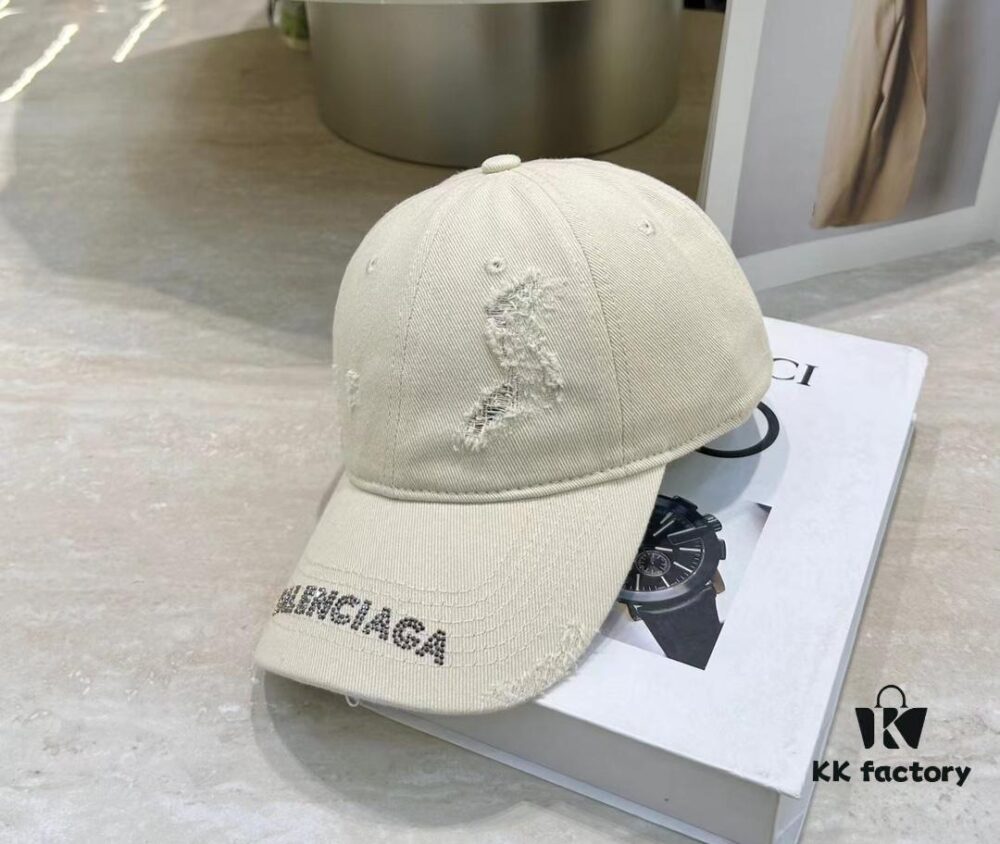 Balenciaga New Arrival Distressed Washed Cotton Baseball Cap, Stylish Unisex Design