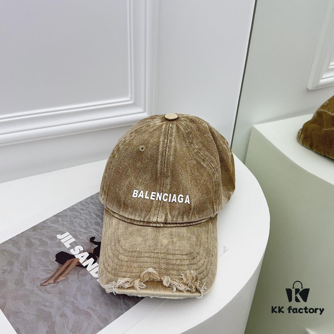Balenciaga New Denim Baseball Cap with Distressed Hole Design