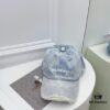 Balenciaga New Denim Baseball Cap with Distressed Hole Design